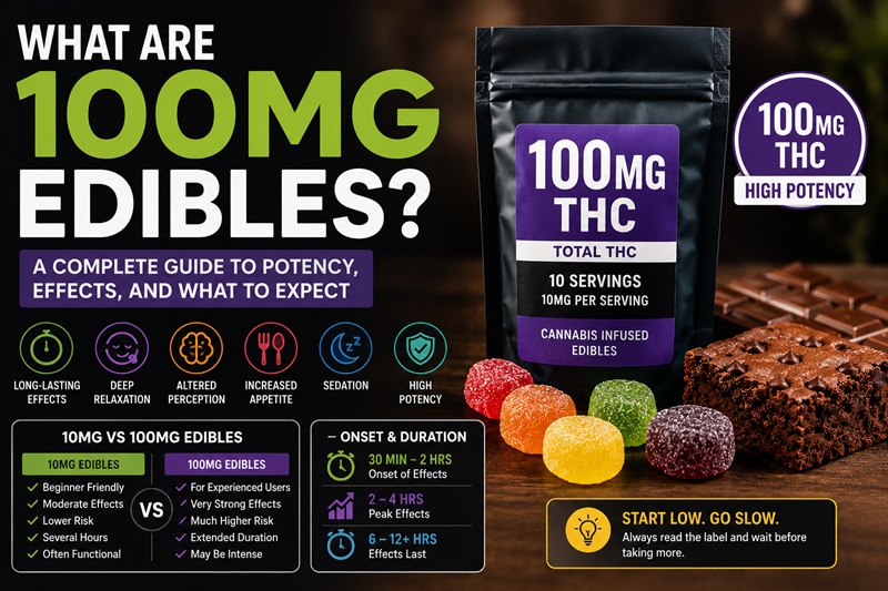 100mg THC Edibles: Complete Guide to Potency, Effects, Duration & Safety